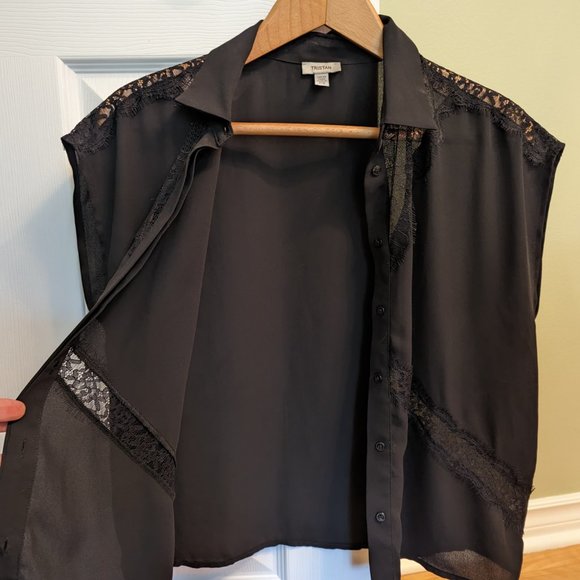 Tristan NWOT Sheer Black Blouse - Picture 4 of 8